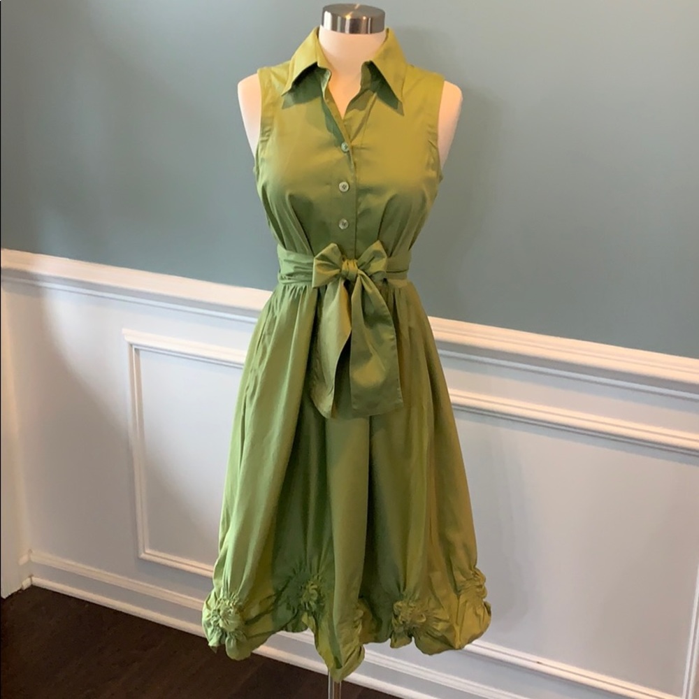 Balloon Scalloped Green Dress Size 4